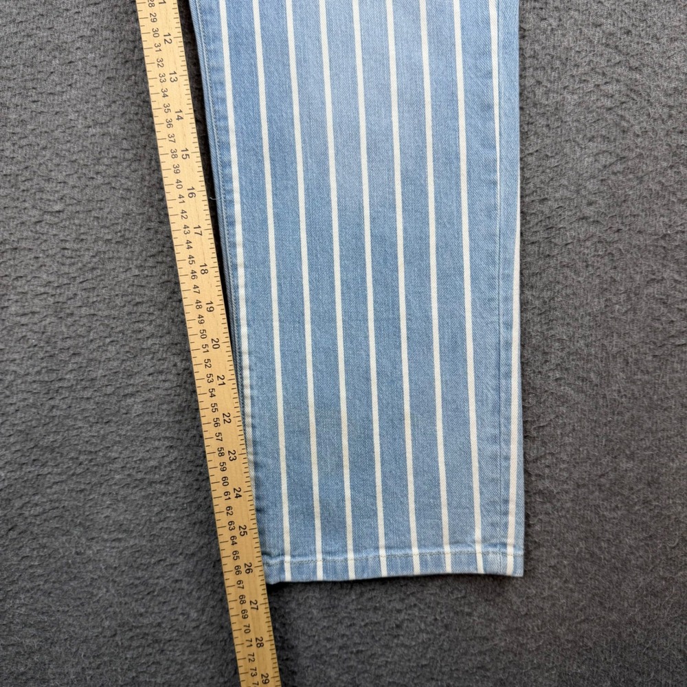 Lauren Ralph Lauren Blue and White Vertical Stripe Straight-Leg Jeans - Picture 8 of 12